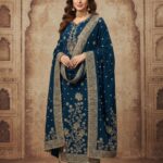 Navy Blue with Golden Embroidery
