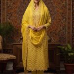 Elegant Yellow Cotton Suit Set